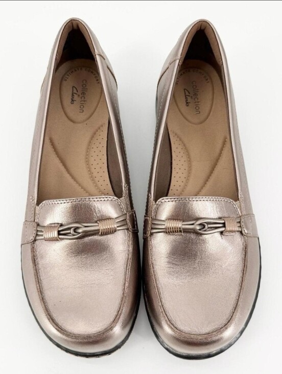 Clarks Shoes - NWOT Clarks Collection Ashland Ballet Loafers | Metallic Rose Gold Leather |